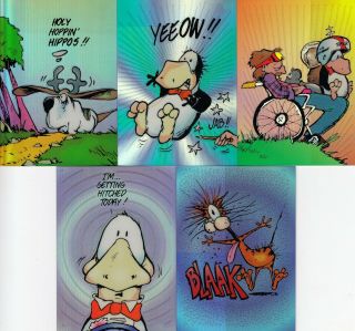 Bloom County/outland 1995 Krome Holochrome Insert Card Set H - 1 To H - 5