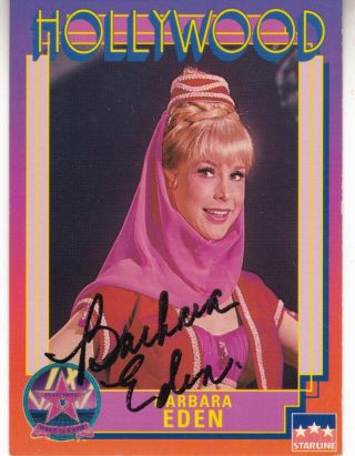 Signed Hollywood Trading Card Of Barbara Eden