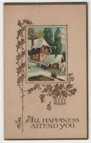 Victorian Booklet Style Christmas Greeting Card,  A Winter Scene
