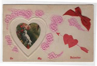 Vintage Die - Cut Booklet Style Valentine Greeting Card,  A White Bird