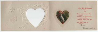 Vintage Die - Cut Booklet Style Valentine Greeting Card,  A White Bird 2