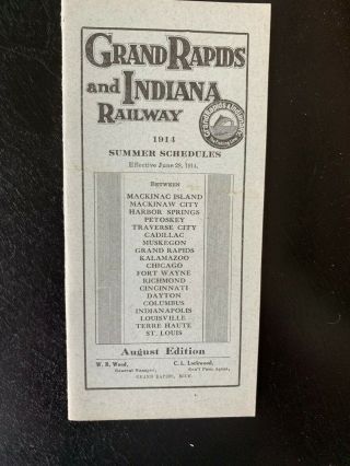 Prr Pennsylvania Railroad/grand Rapids & Indiana 1914 Timetable