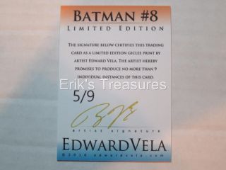 Edward Vela Batman Limited Edition ACEO Art Print Sketch Card 5/9 SIGNED 2