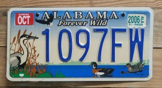 Alabama 2006 Forever Wild License Plate/tag - 1097fw Embossed