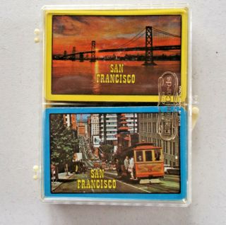 Vintage 1960s 1970s San Francisco 2 - Deck Playing Cards Golden Gate Trolley Cars