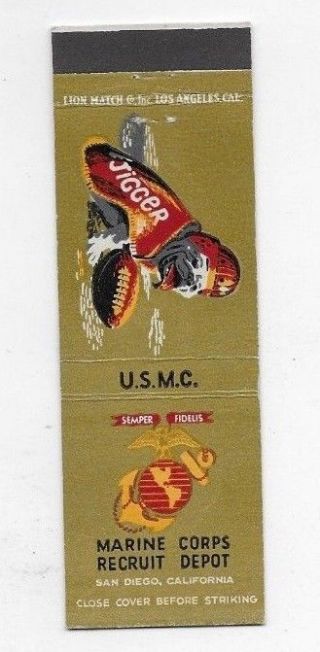Wwii Matchbook Cover Usmc Marine Corps Recruit Depot San Diego Ca S5233