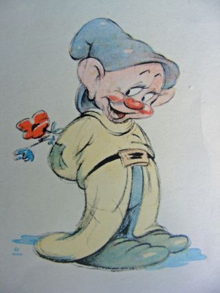 Vintage 1930s Disney Dopey Snow White Studio Fan Card