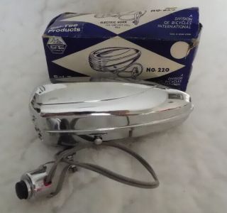Vintage Saf Tee Model 220 Chrome Battery Electric Bicycle Horn W/box
