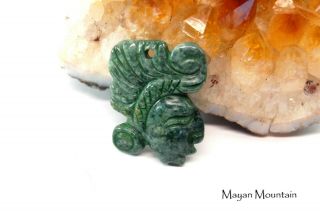 Medium Size Mayan Face Carving In Guatemalan Jadeite Jade Warrior Pendant Maya 1