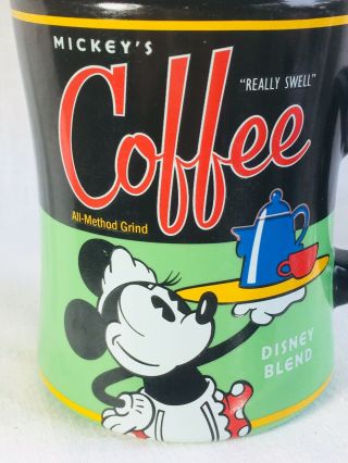 Disney Minnie Mouse Mickey ' s Really Swell Coffee Mug minnie w/blue coffee pot 3