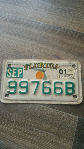 Vintage Florida Motorcycle License Plate Tag