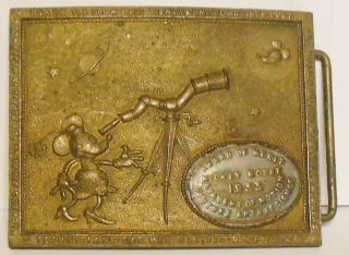 Vtg Disney Brass Sun Rubber Co Usa Minnie Mouse Award Of Merit Belt Buckle 1933