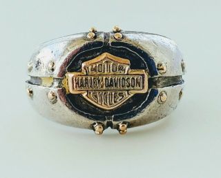 Motor Harley Davidson Bi Color Sterling/ Platinum Ring Size 6 Collectable