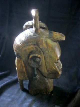 Hand Carved Ethnic Tribal Head Sculpture 4