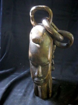Hand Carved Ethnic Tribal Head Sculpture 5
