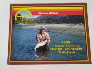 Western Airlines - Fishing Vacations In Alaska Pamphlet - 1986