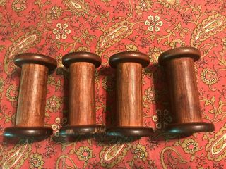 Vintage - 4 - Wooden Spools Sewing Textile Spindle - 3 3/4 Inch Bobbin Thread