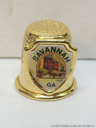 Vintage Savanna Georgia Historic District Thimble Gold Tone Metal Souvenir Ga