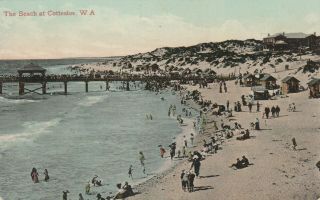 Vintage Postcard The Beach At Cottesloe Western Australia 1900s