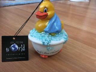 Joy To The World Christmas Ornament “baby’s First Christmas” Duck In Bathtub