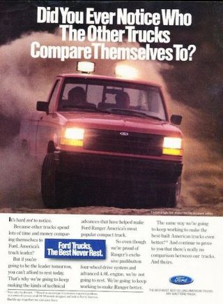 1990 Ford Ranger Truck Advertisement Print Art Car Ad J992