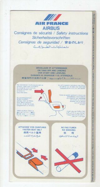 Air France Airbus Safety Card (12 - 84)
