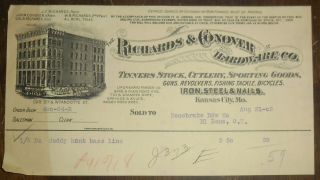 1902 Billhead Kansas City Missouri Richards & Conover Hardware