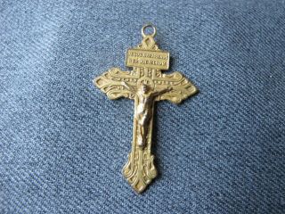 Antique Father Forgive Them Golden Metal Crucifix Pendant