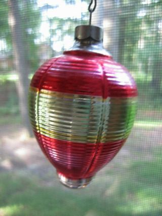 Vintage 3 1/2 " Lantern Mercury Glass Feather Tree Ornament Christmas Xmas