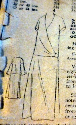 Rare Vtg 1920s Dress Sewing Pattern Bust 40