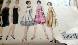 Lovely Vtg 1960s Evening Dress Vogue Special Design Sewing Pattern 14/34