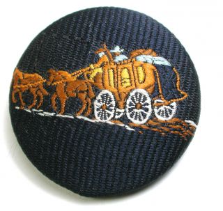 Bb Vintage Fabric Button W Image Of A Stage Coach - 1 & 1/2