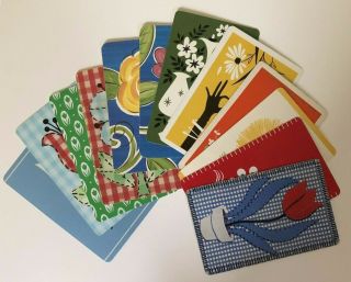 12 Vintage Playing Cards Summer Retro/mod Flowers All Different