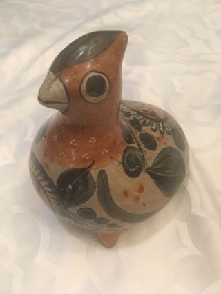 Tonala Pottery Bird Vintage Hand Painted Mexican Folk Art Quail Clay