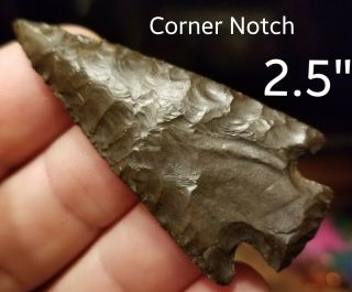 Authentic Corner Notch Arrowhead Spear Point Native Indian Artifact 2.  5 " Chert