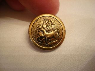Set Of 8 Horses Chariot Gold Brass Color Metal Buttons,  Vintage,  3/4 "