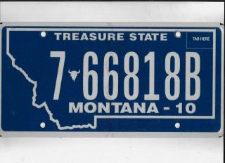 Montana Passenger 2010 License Plate " 7 66818b " Flathead