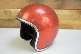 Vintage 1971 Arthur Fulmer Af40 Openfaced Motorcycle Red Metalflake Helmet Sz Lg