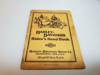 1936 Harley Davidson Motorcycle Riders Hand Book Revised 1947 Rare