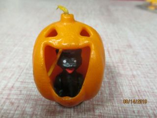 Gurley Halloween Candle Jack O Lantern With Black Cat Inside Unlit