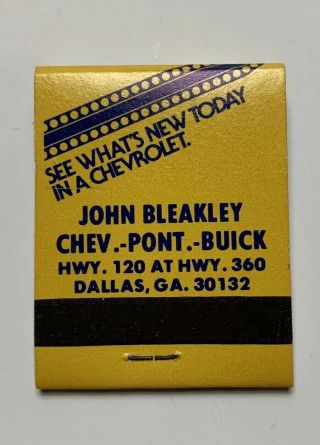 Vtg Old 1978 Chevrolet Chevy Bleakley Dealership Advertising Matches Dallas,  Ga