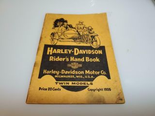 1926 Harley Davidson Motorcycle Riders Hand Book Twin Models 1926 Rare