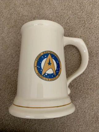 Star Trek Mug Pfaltzgraff Coffee Cup Uss Enterprise Ncc - 1701 - A Blue Gold 1993