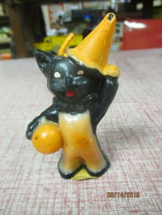 Gurley Halloween Candle Black Cat Witches Hat Unlit