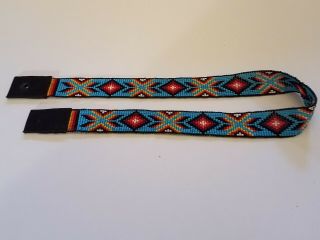 Native American Style Beaded Hat Band,  American Made By Me.  25 " X 1 " Tab To Tab