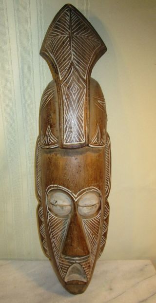 African Tribal Solid Wood Caved Mask Wall Decor Hanging - 20 "