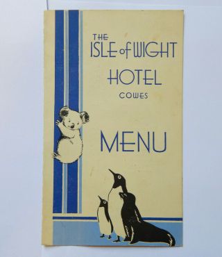 Isle Of Wight Hotel Cowes Wine Menu (1940s)