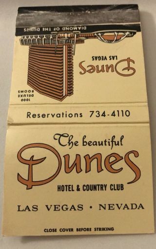 Old Matchbook Cover The Dunes Hotel Country Club Las Vegas Nv