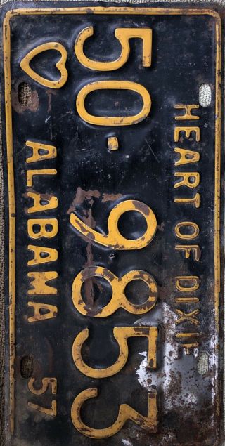 Alabama Vintage License Plate 1951 Heart Of Dixie