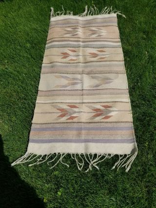 Vintage Native American Indian Navajo Wool Rug Handmade/woven 56 " X 29 " Guc